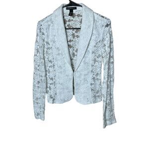 INC International Concepts White Lace Blazer Jacket‎ Size PS